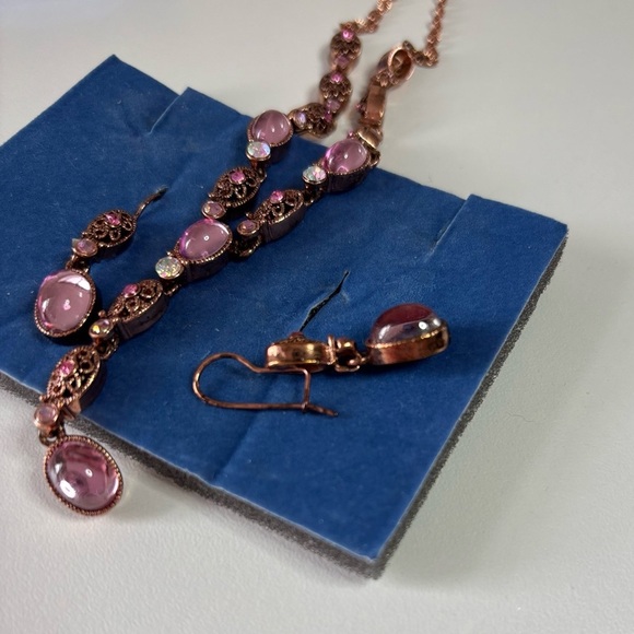 ✨ Vintage Avon Coppertone & Pink Necklace & Earrings Gift Set – Rare Gem! ✨ - Picture 3 of 6